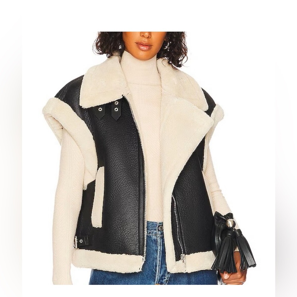 Blank NYC Sherpa and leather Oversized Vest